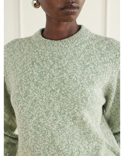 James Purdey & Sons Green Mélange Wool And Cotton-Blend Sweater