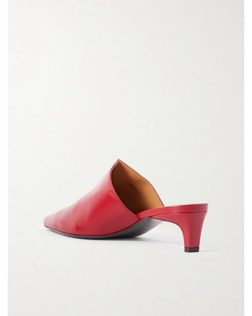 Tod's Red Glossed-Leather Mules