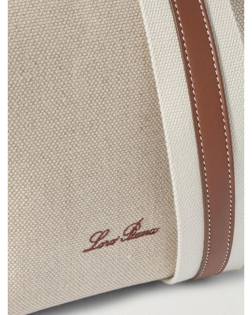Loro Piana Natural Bale Textured Leather-Trimmed Canvas Tote