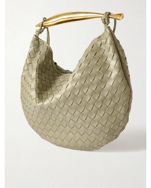 Bottega Veneta Gray Sardine Medium Intrecciato Leather Shoulder Bag