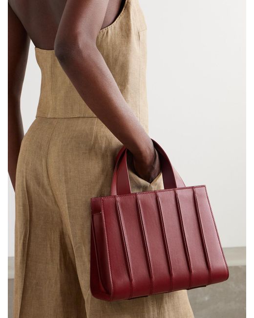 Max Mara Red Whitney Bag 5 Medium Pleated Leather Tote