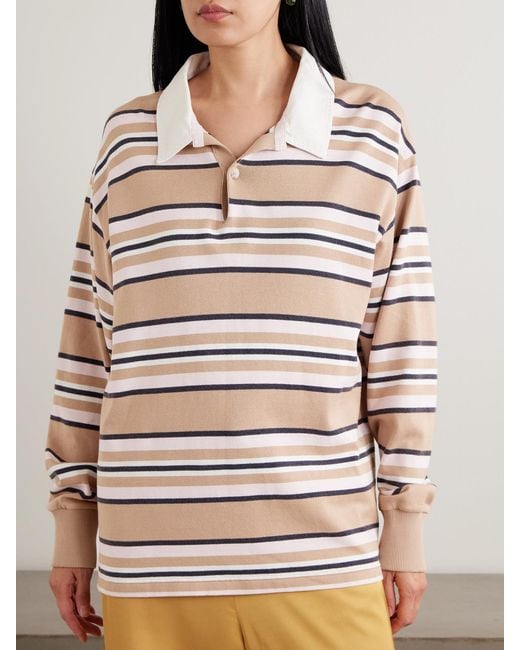 Sanderlak Natural Striped Cotton-Jersey Polo Shirt