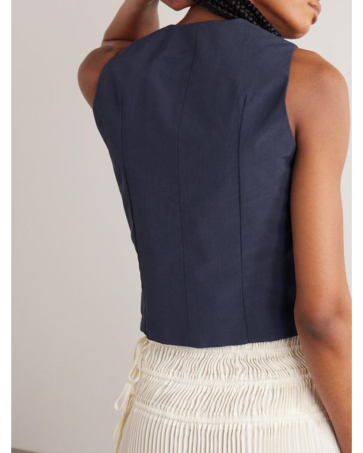 Conner Ives Blue Recycled-Twill Vest