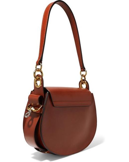 Chloé Tess Small Leather And Suede Shoulder Bag in Brown - Lyst
