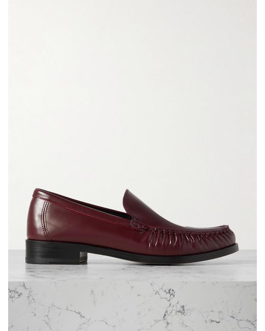 LEGRES Purple 67 Ruched Leather Loafers
