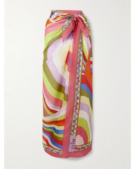 Emilio Pucci White Printed Cotton-Voile Pareo