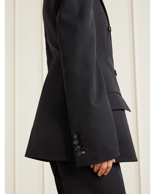 Stella McCartney Black Double-Breasted Twill-Trimmed Wool Blazer