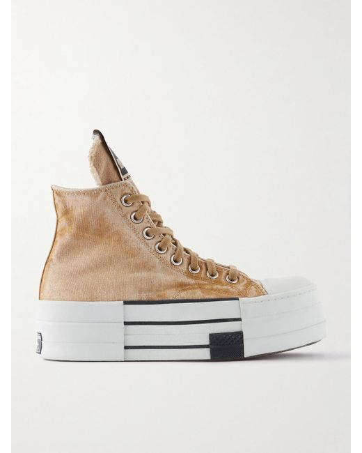 Rick Owens Natural Converse Drkshdw Dbl Drkstar Canvas High-Top Sneakers