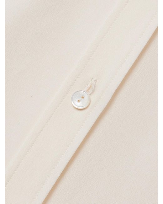 Nili Lotan Natural Hanford Pussy-Bow Two-Tone Silk Crepe De Chine Blouse