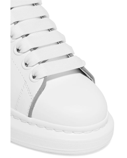 alexander mcqueen white Reflective trimmed Leather Exaggerated sole Sneakers