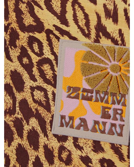 Zimmermann Natural Coco Bead-Embellished Appliquéd Leopard-Print Cotton Mini Skirt