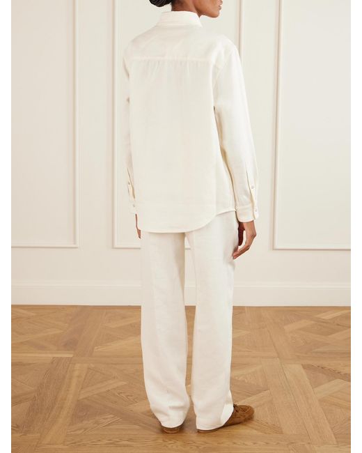 God's True Cashmere Natural Solid Linen Shirt