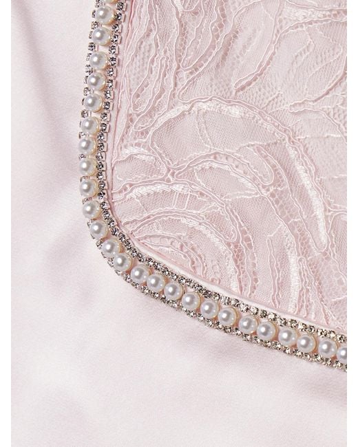 Mini-Robe En Satin Duchesse À Finitions En Dentelle Et À Ornements Self-Portrait en coloris Pink