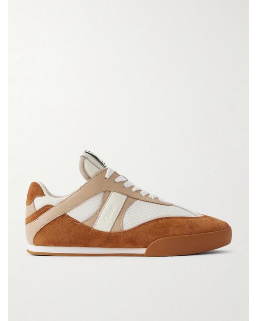 Chloé White Kick Sneakers Aus Mesh Mit Besätzen Aus Leder Und Veloursleder