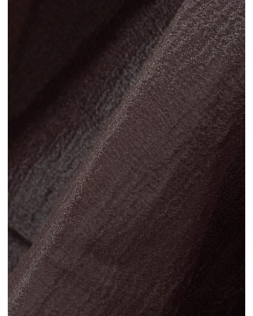 Staud Brown Calluna Tie-Neck Tiered Organza Maxi Dress