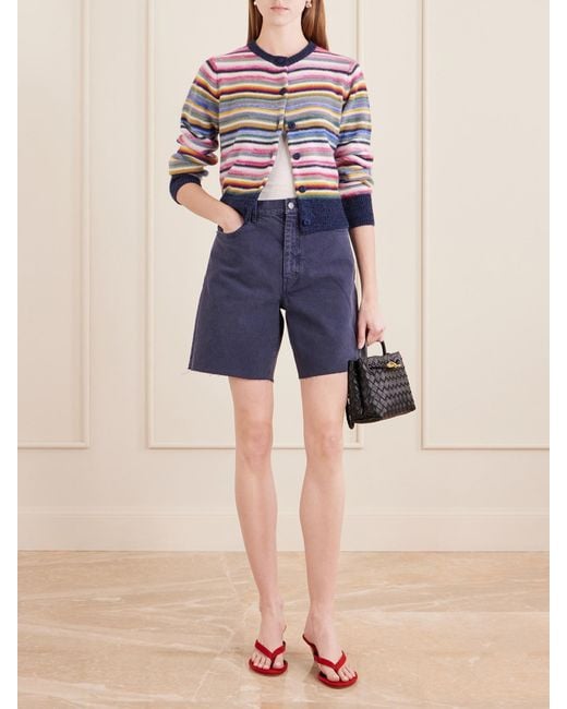 Suzie Kondi Multicolor Kandria Cropped Striped Cashmere Cardigan
