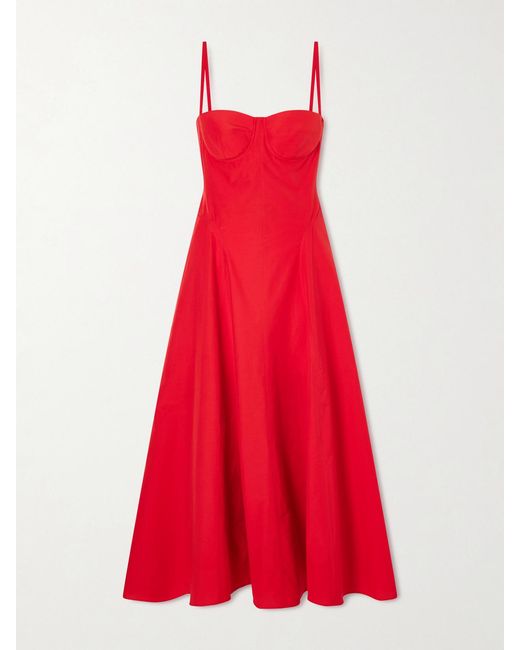 Ralph Lauren Red Marigot Paneled Cotton-Blend Poplin Maxi Dress