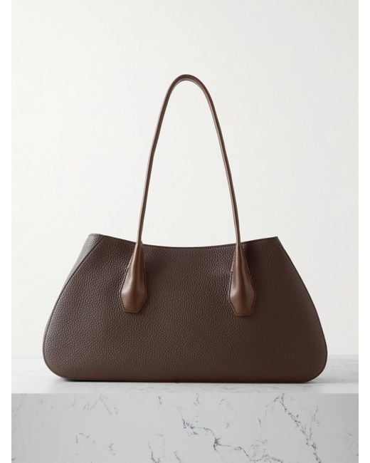 The Row Brown Alger Textured-Leather Shoulder Bag