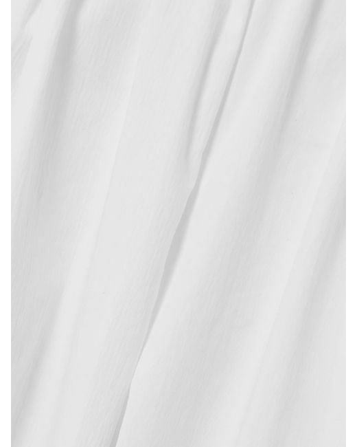 St. Agni White Cotton-Blend Poplin Wide-Leg Pants