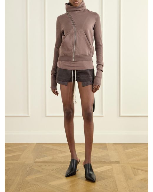Rick Owens Brown Drkshdw Cotton-Jersey Zip-Up Cardigan