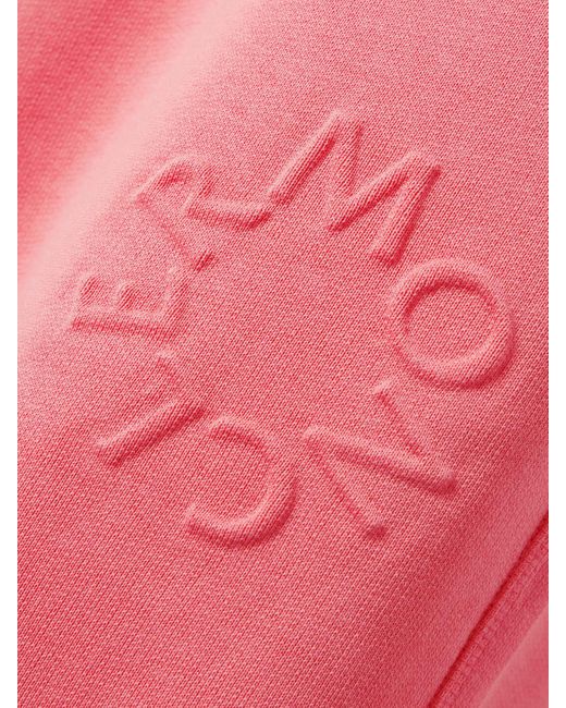 Moncler Pink Embossed Cotton-Jersey Tapered Track Pants