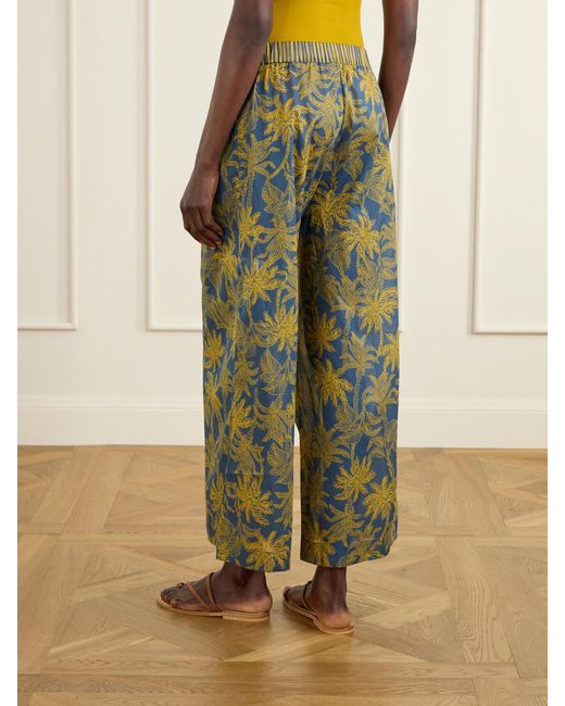 Eres Blue Itinerant Printed Cotton-Voile Straight-Leg Pants