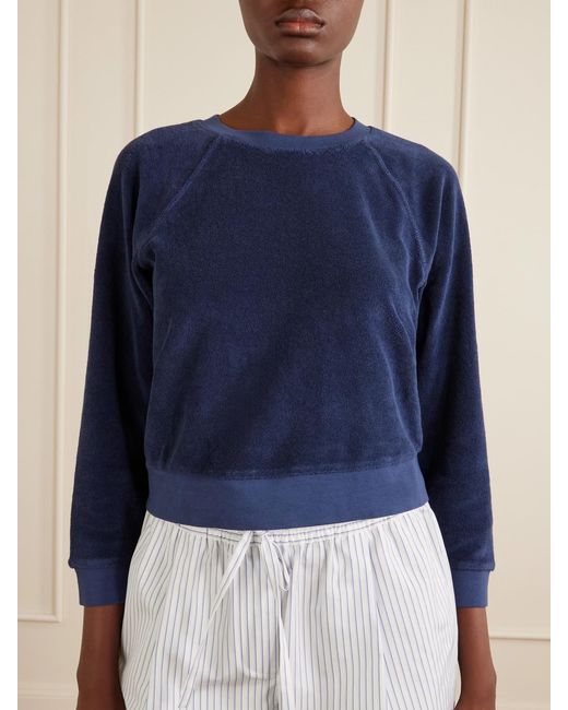 Suzie Kondi Blue Tilos Cotton-Blend Terry Sweater