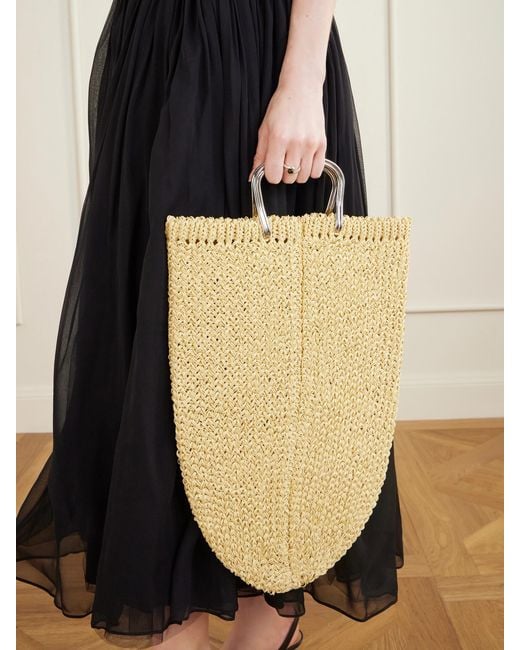 Tory Burch Metallic Woven Raffia Tote Bag