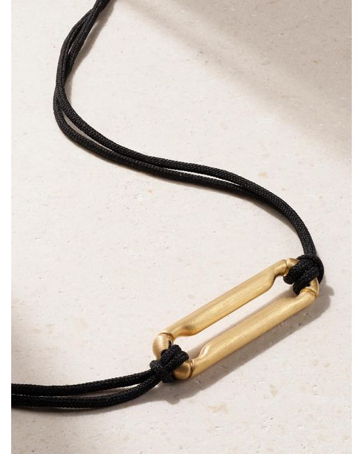 Lauren Rubinski Black 14-Karat And Cord Necklace