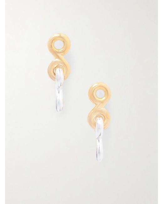Boucles D'Oreilles En Vermeil Et Argent Double-Loop Knot Uncommon Matters en coloris White