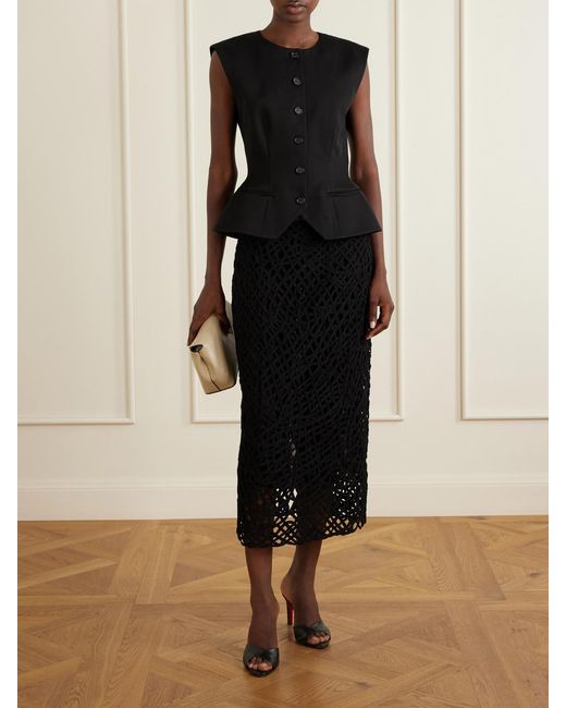 DIOTIMA Black Marseille Crocheted Midi Skirt