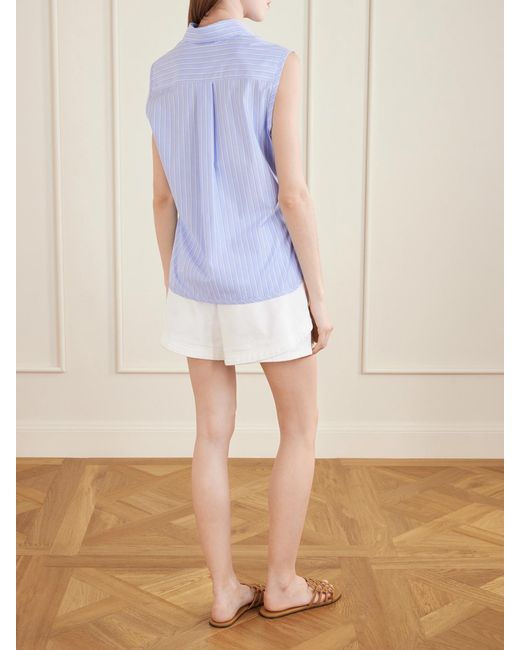 Loewe Blue Paula's Ibiza Anagram Appliquéd Striped Cotton-Popeline Top