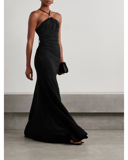 TOVE Black Mika Neckholder-Midikleid Aus Stretch-Strick Mit Verzierung