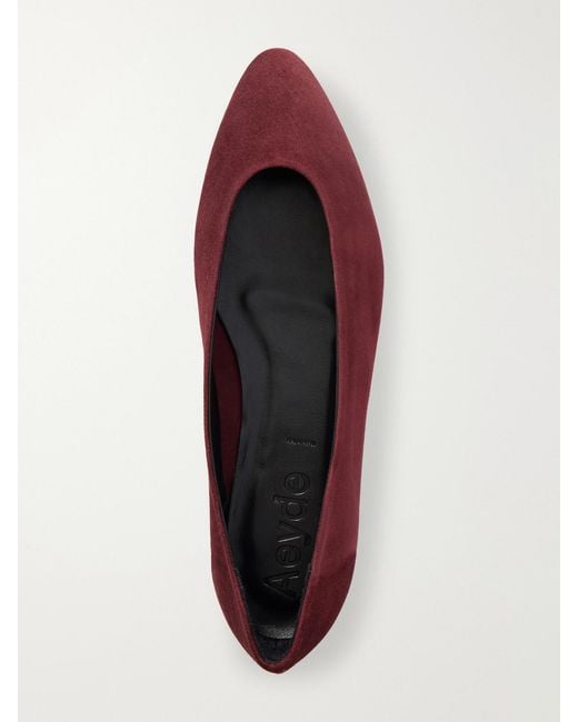 Aeyde Red Ellie Suede Ballet Flats