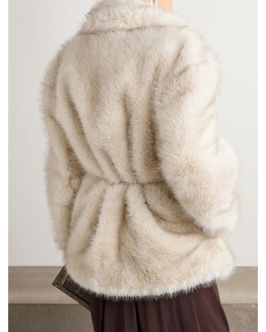 Sportmax Natural Rosaria Mantel Aus Plüschmaterial Mit Bindegürtel