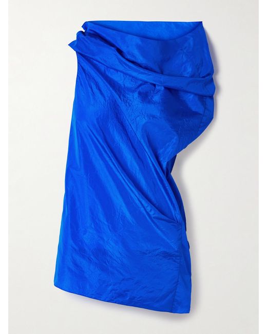 The Row Blue Aria Asymmetric Silk-Gauze Top