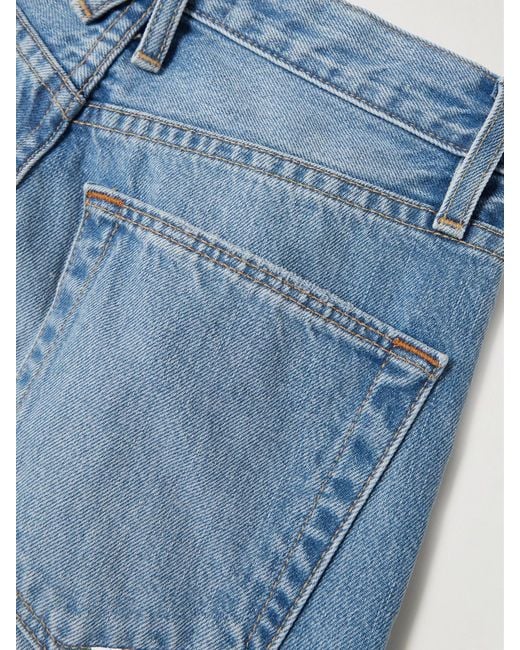 SLVRLAKE Denim Blue London Crop High-Rise Straight-Leg Jeans