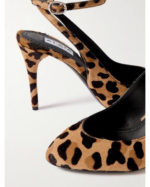 Alaïa White 90 Leopard-Print Calf Hair Pumps