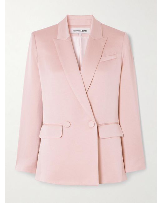 Veronica Beard Pink Sevyn Dickey Double-Breasted Crepe Blazer
