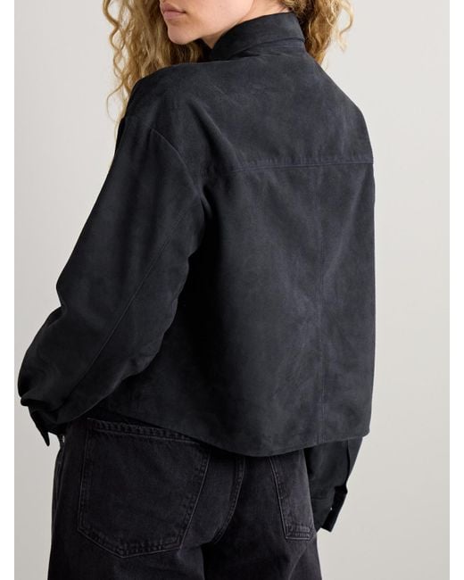 Twp Blue Little Big Joe Cropped Suede Shirt