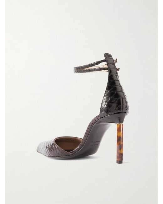 Tom Ford White Snake-Effect Leather Pumps
