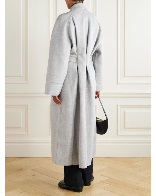 TOVE White Yoonmi Belted Brushed Wool-Blend Coat