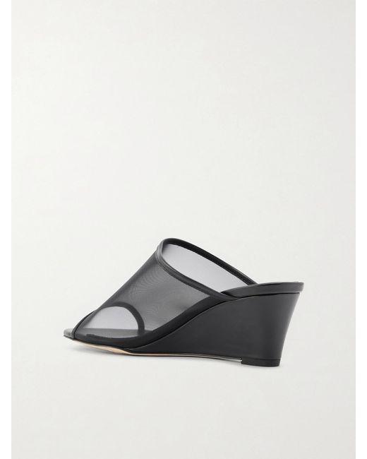 Aeyde Black Suzanne Leather-Trimmed Mesh Sandals