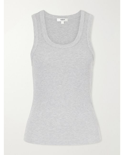 Agolde Gray Poppy Ribbed Stretch Organic Cotton And Tencel Lyocell-Blend Jersey Tank