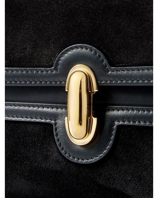SAVETTE Black Symmetry 19 Schultertasche Aus Veloursleder Mit Lederbesätzen