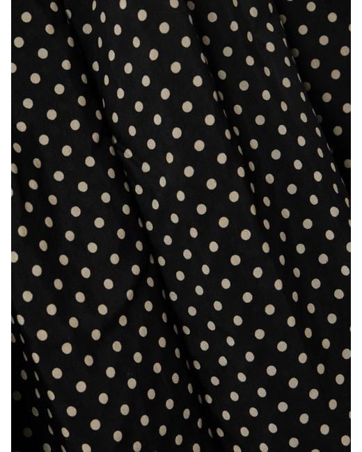 Matteau Black Midikleid Aus Einer Biobaumwoll-Seidenmischung Mit Polka-Dots Und Raffungen