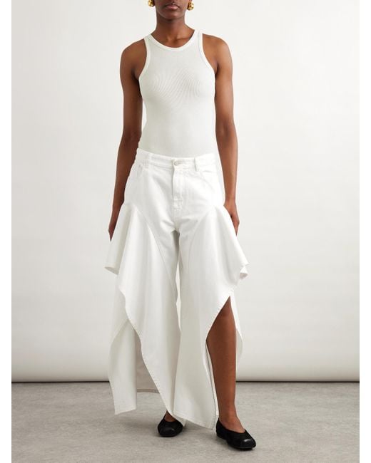 Alaïa White Ruffle Slit Jeans