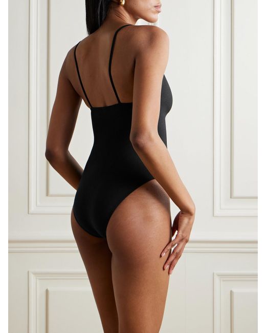 Lisa Marie Fernandez Black Tie-Detailed Crepe Swimsuit