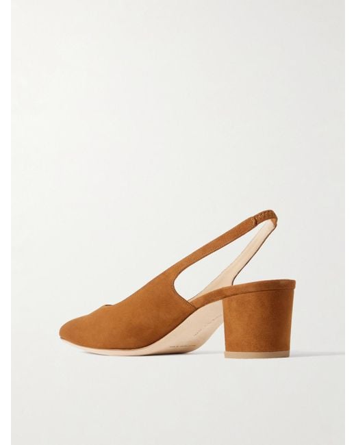 Manolo Blahnik Brown Allurasan 50 Suede Slingback Pumps