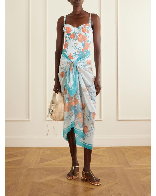 Erdem White Floral-Print Swimsuit